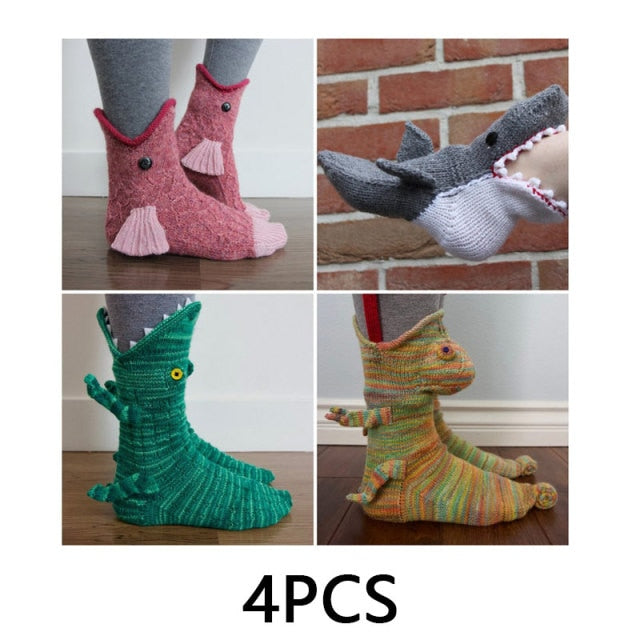 Creative Shark Chameleon Crocodile Knitted Socks