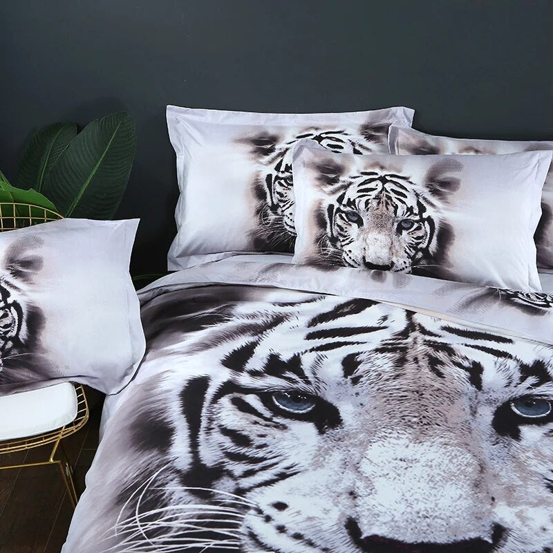 2/3pcs 3D Duvet Cover Bedding Set  Bed Quilt Cover Clothes Pillowcase Kids Bedroom Twin Full Queen King Size Tiger