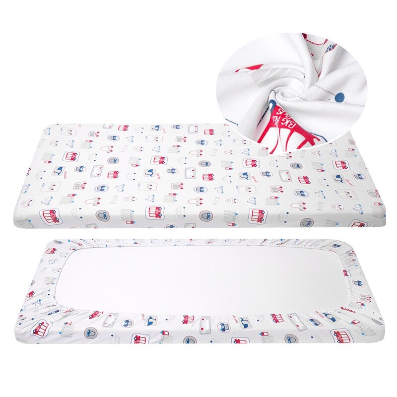 Cotton Matress Cover For Baby Crib Printed Fitted Sheet With Elastic Newborn Toddler Bed Sheet Hot Selling Newborn Bedding