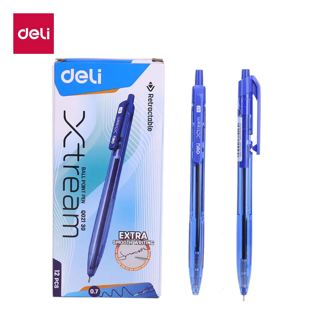 DELI Ballpoint Pen 0.7 MM Office Ball Pens 12PCS/Box Smoothing Writing Low Viscosity Ink Writing Pens Office Stationery