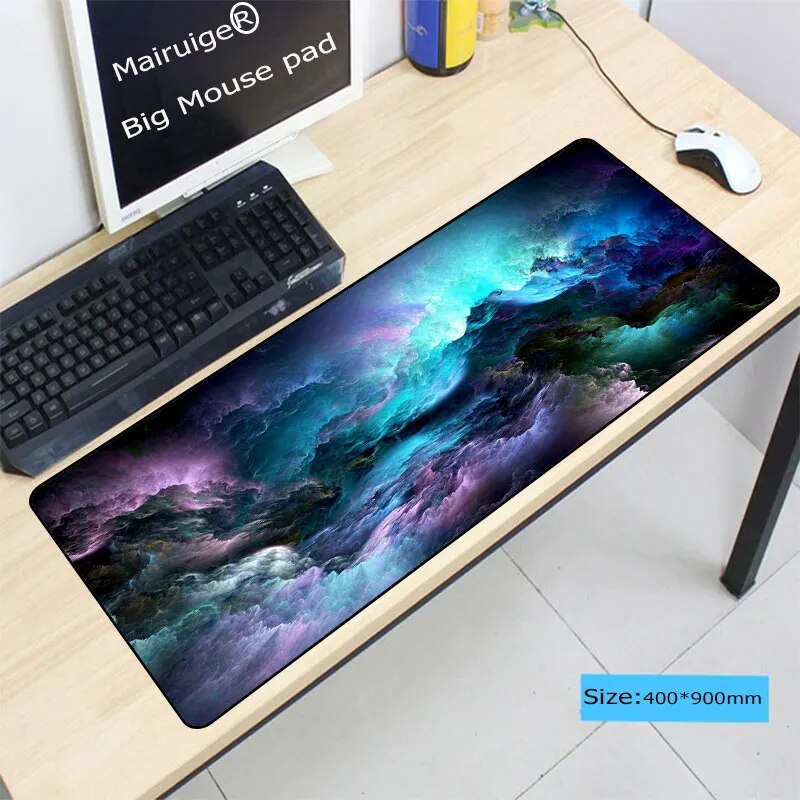 Mairuige Large Gaming Mouse pad Blue Purple Cloud Space Waterproof Extended Lock Edge Computer Desk Notbook For CSGO Dota 2 LOL