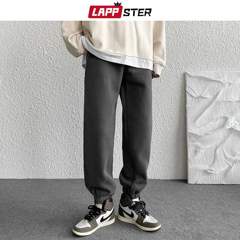 LAPPSTER Men Solid Streetwear Sweat Pants 2023 Autumn Mens Hip Hop Joggers Pants Overalls Male Black Fashions Pockets Trousers