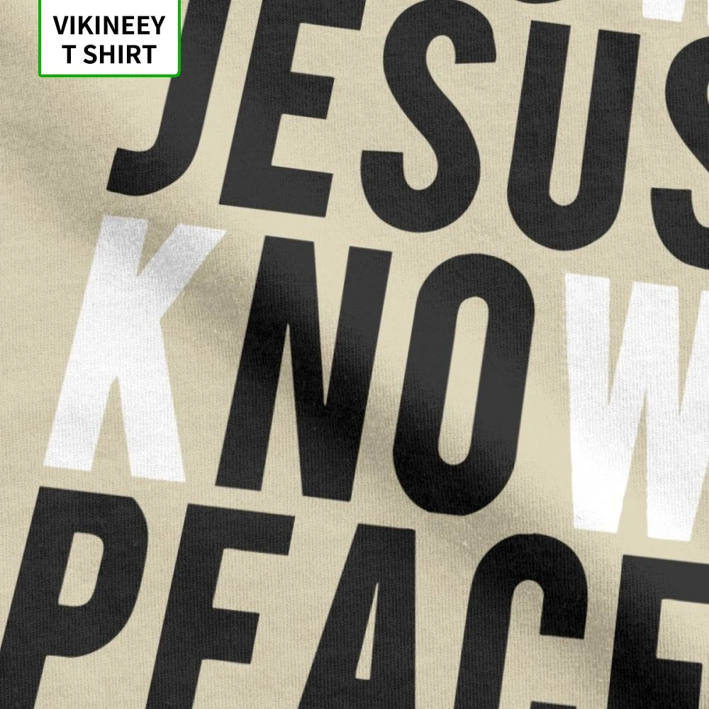 Man's Know Jesus Know Peace Christian T-Shirts Novelty Crewneck Short Sleeve Clothes Cotton Fabric Tee Shirt Black T Shirt