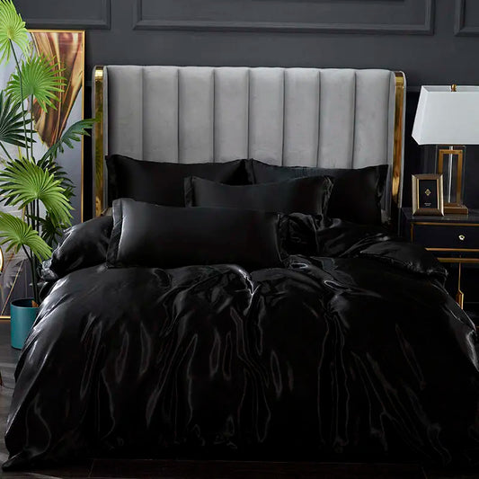 Black Bedding Sets King Double Size PLA Cool Fiber Summer Used Single Bed Sheet Luxury Bedding Kit Duvet Cover Set Queen Size