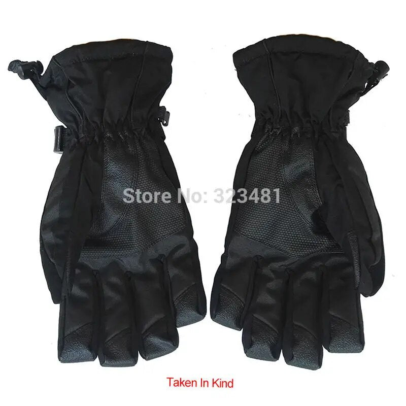 Black Snow Ski Gloves Waterproof -30C Degree Winter Warm Snowboard Gloves Men Women Motocross Windproof Cycling Motorcycle Black