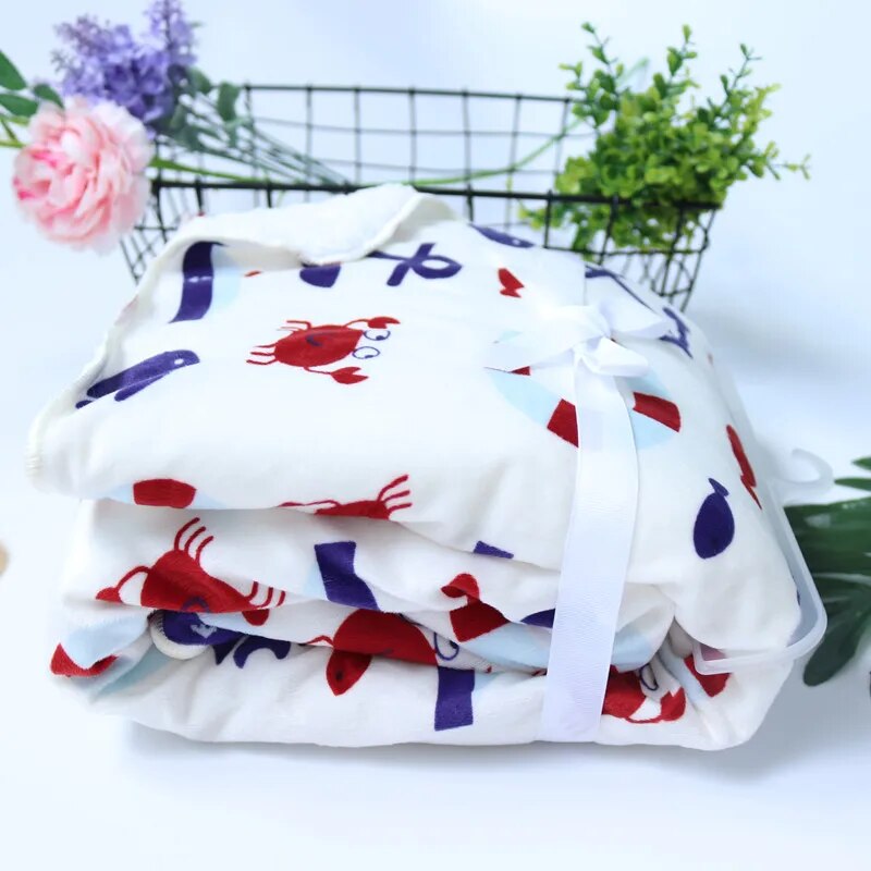 Baby Blankets New Thicken Double Layer Cartoon Fleece Infant Swaddle Bebe Envelope Stroller Wrap Newborn Baby Bedding Blanket