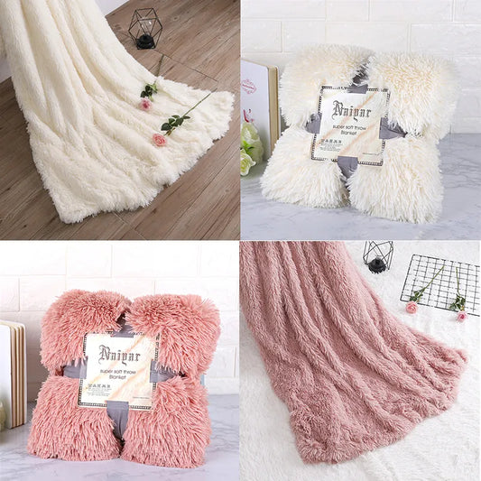 Fur Blanket Super Soft Fuzzy Elegant Cozy Bed Sofa Bedspread Long Shaggy Warm Bedding Sheet Fluffy Fur Throw Blanket