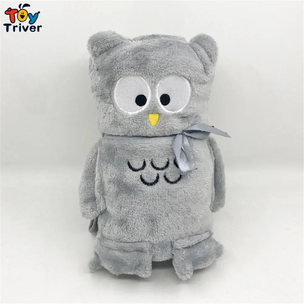 Kawaii Grey Owl Blanket Plush Toy Baby Shower Kids Children Boys Girls Adults Toys Gift Office Nap Desk Auto Car Portable Carpet