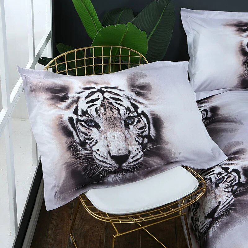 2/3pcs 3D Duvet Cover Bedding Set  Bed Quilt Cover Clothes Pillowcase Kids Bedroom Twin Full Queen King Size Tiger