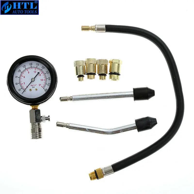 Compression Tester Pressure Gauge Tester Kit Motor Auto Petrol Gas Engine Cylinder Car Motorcycle Pressure Gauge with Adapter