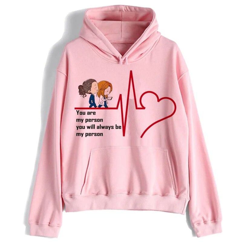 Greys Anatomy Women Hoodie You're My Person 90s Tumblr Polyester Sweatshirt female hooded Pullover Long Sleeve cartoon