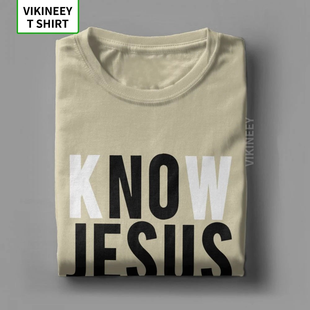 Man's Know Jesus Know Peace Christian T-Shirts Novelty Crewneck Short Sleeve Clothes Cotton Fabric Tee Shirt Black T Shirt