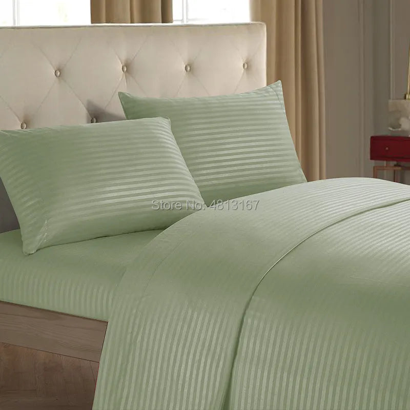 3/4pcs Bedding Sheets Set Brushed Microfiber Striped Flat sheet &Fitted Sheet &Pillow Cover Hotel Textiles Pure Color