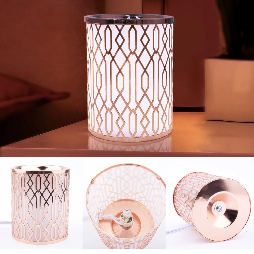 Electric Wax Melt Burner Metal Candle Warmer, Fragrance Warmer for Scented Wax, Air Freshener Set for Home Bedroom (Rose Gold)