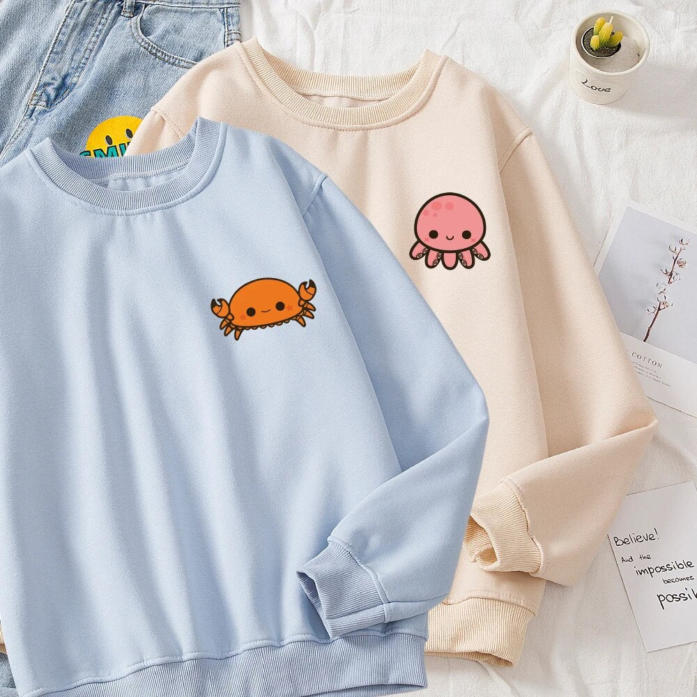 Animal Cute Women Hoodie Pullover Couple Hoodies Lovers Sweatshirt Cotton Female Itself Kpop Coat Winter Loose Thick Jumper