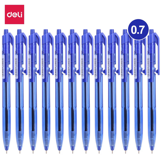 DELI Ballpoint Pen 0.7 MM Office Ball Pens 12PCS/Box Smoothing Writing Low Viscosity Ink Writing Pens Office Stationery