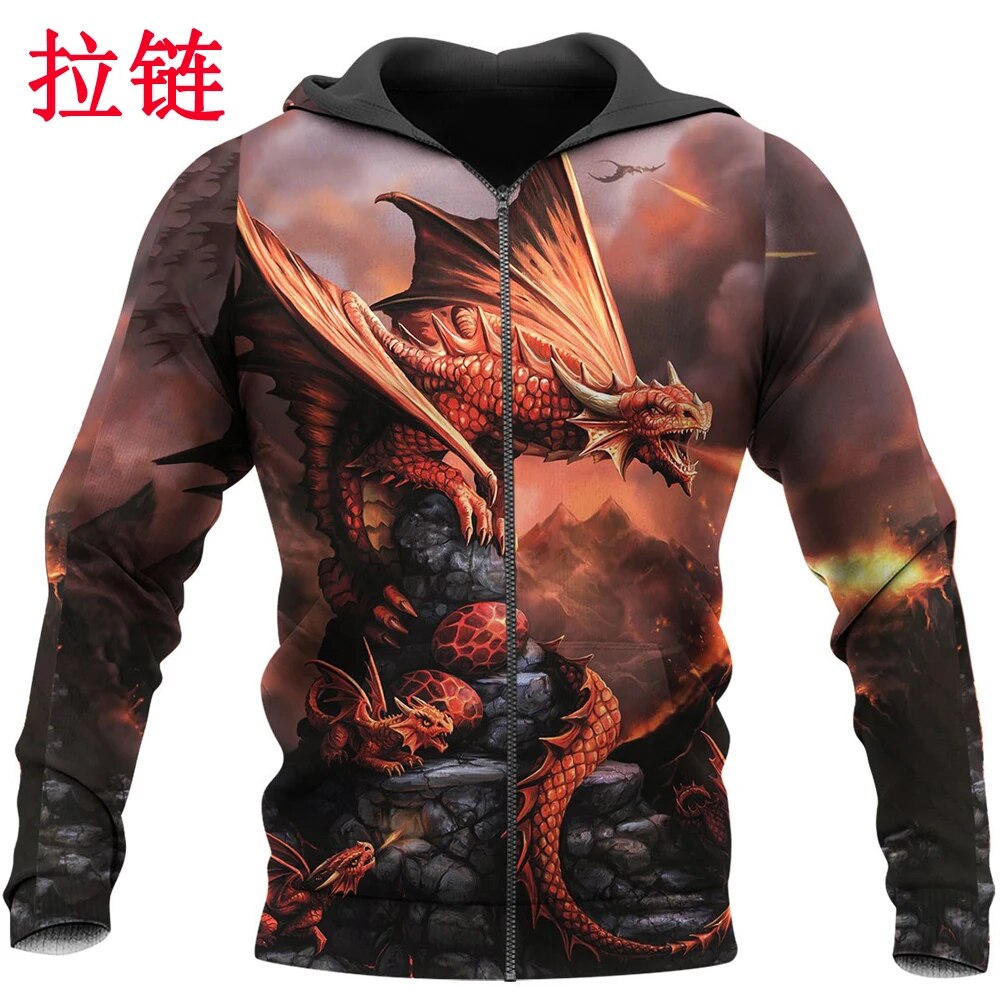 Love Dragon 3D All Over Printed Mens Hoodie Harajuku Streetwear Pullover Autumn Sweatshirt Unisex Casual Jacket Tracksuit DW0150