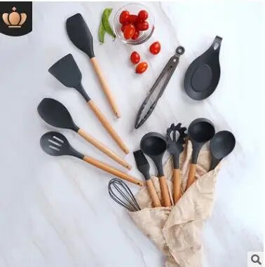 Hot Silicone Spatula Heat-resistant Soup Spoon Non-stick Special Cooking Shovel Kitchen Tools Utensil Cookware Set