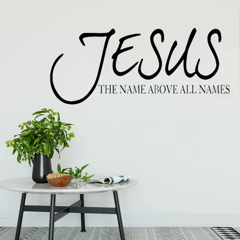 Christian Wall Sticker Quote Jesus Name Above All Names Vinyl Decal Bible Verse Stickers Religious Pray Home Decor Art Mural