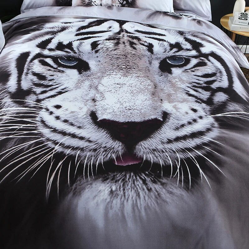 2/3pcs 3D Duvet Cover Bedding Set  Bed Quilt Cover Clothes Pillowcase Kids Bedroom Twin Full Queen King Size Tiger