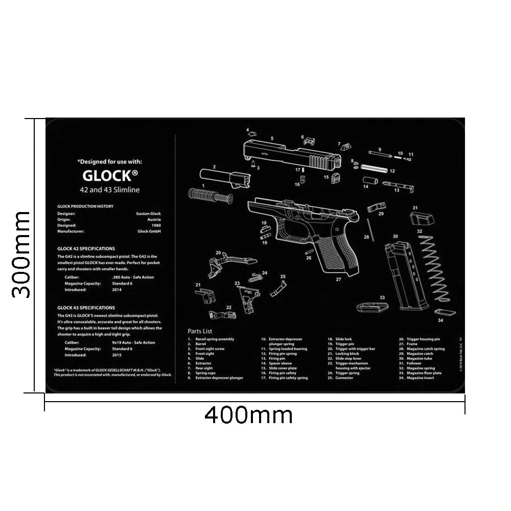 Gun Cleaning Rubber Mat Tactical Accessory Beretta PX4 Mouse Pad for Gen5 Glock 1911 P320 Mouse mat AR15 AK47