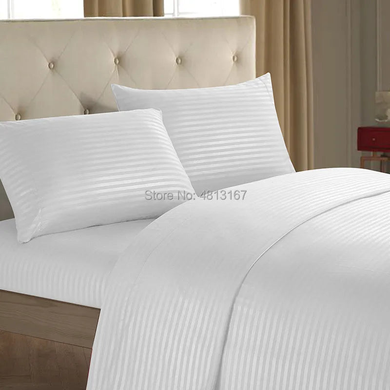 3/4pcs Bedding Sheets Set Brushed Microfiber Striped Flat sheet &Fitted Sheet &Pillow Cover Hotel Textiles Pure Color