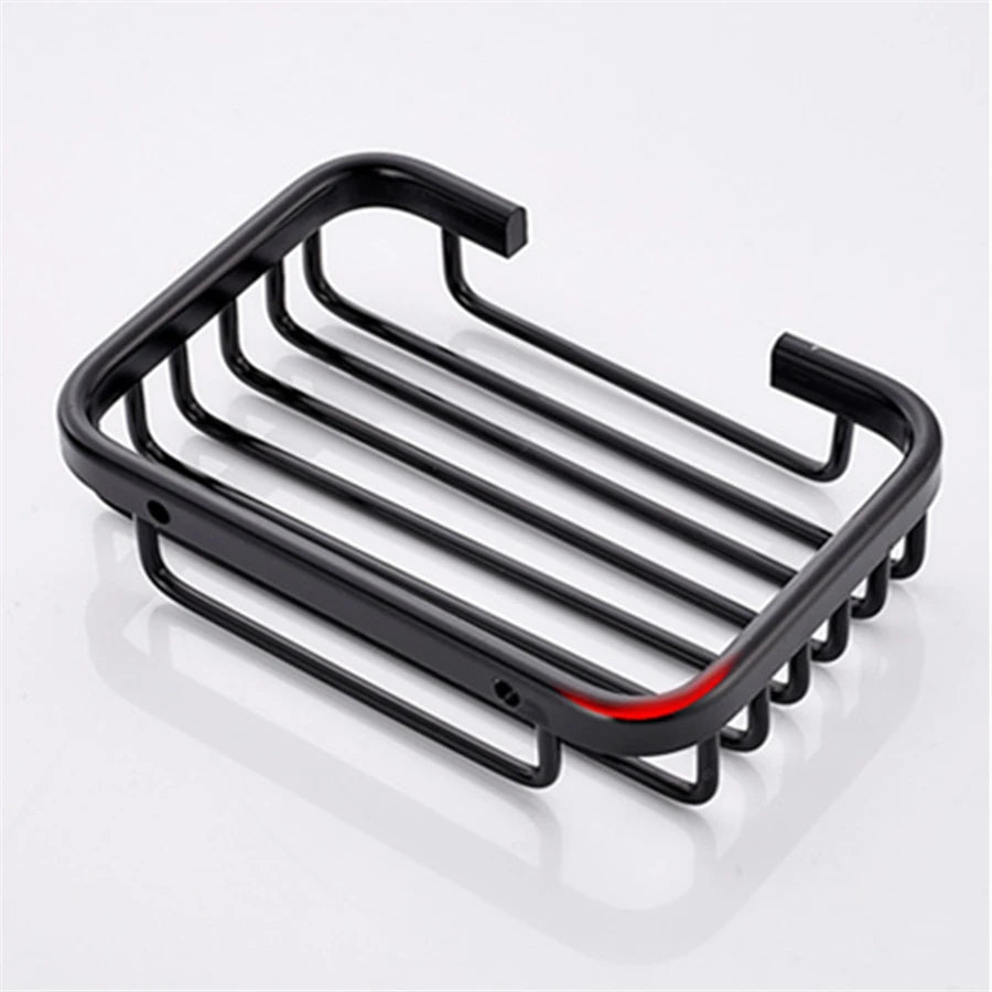 Bathroom Soap Dish Storage Holder Aluminum Nail Free Wall Mounted Soap Box Basket Square Rack Soap Case