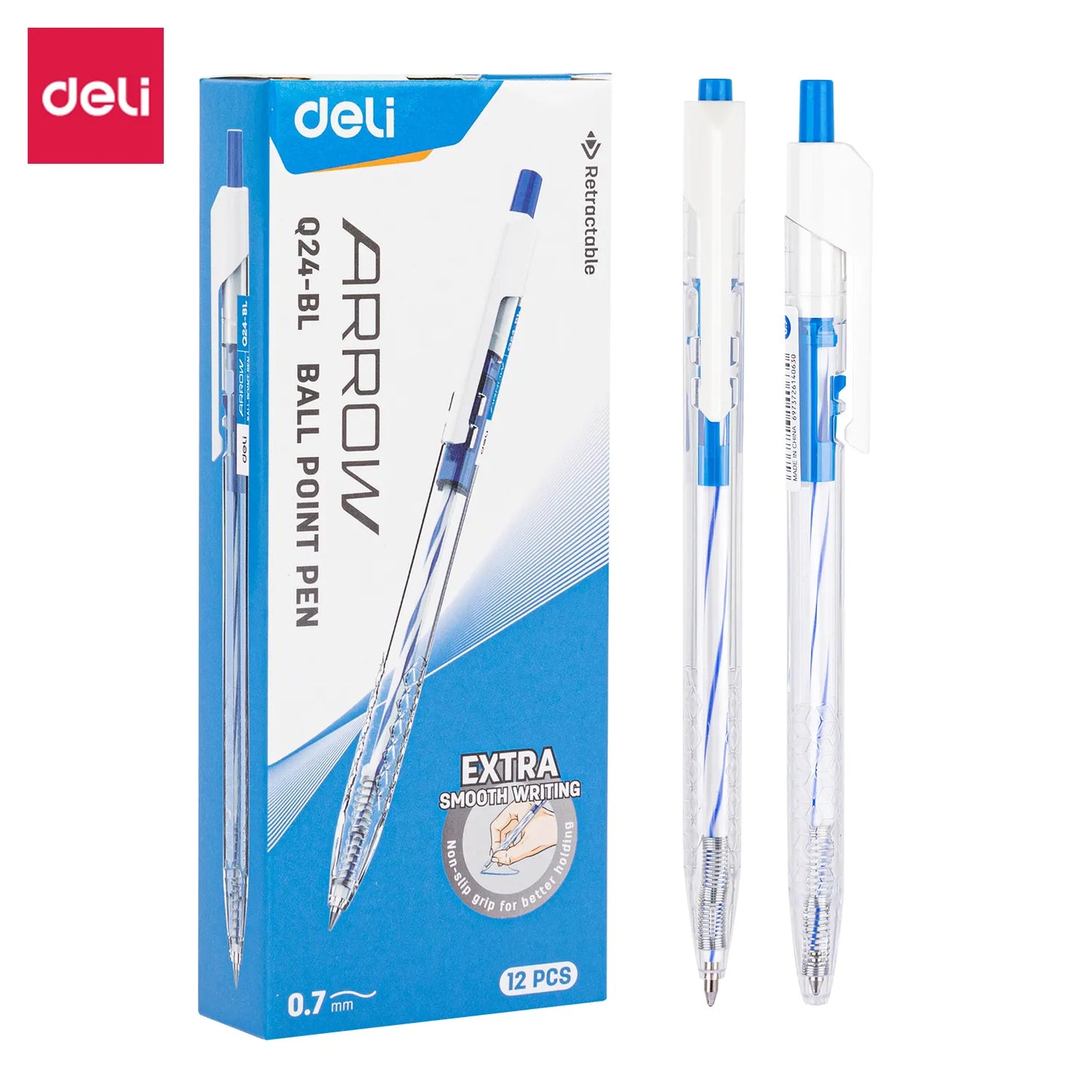 DELI Ballpoint Pen 0.7 MM Office Ball Pens 12PCS/Box Smoothing Writing Low Viscosity Ink Writing Pens Office Stationery