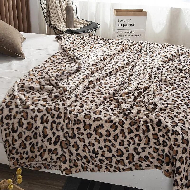 Classic Leopard Print Blanket 100% Polyester Winter Blanket Sheet Blanket Bedding Sofa Soft Sleeping Blanket Warm Blanket