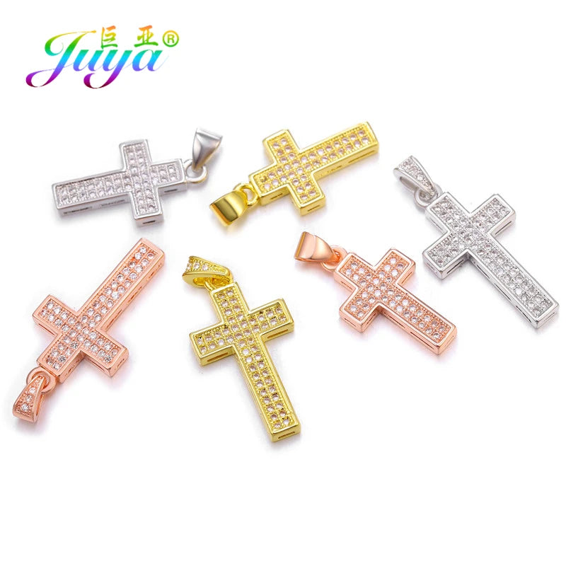 Juya 3pcs/lot DIY Religious Christian Pendant Cross Charms Accessories For Handmade Prayer Jewelry Making Supplies