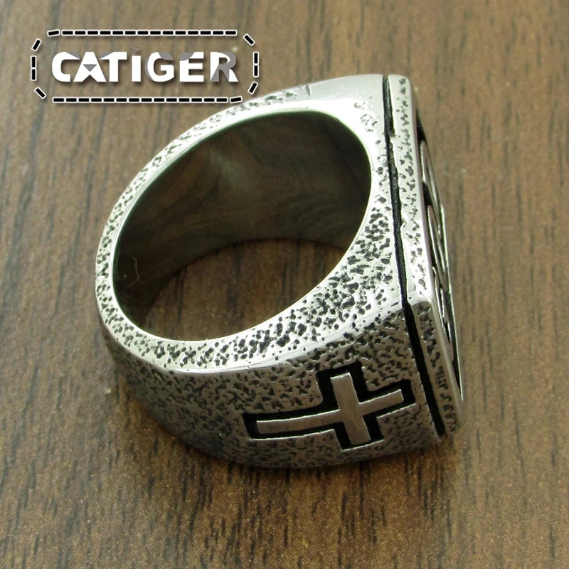 Free Shipping Vintage Cross Jesus GOD Ring 316L Stainless Steel Women Mens Retro Letter Rings Jewelry