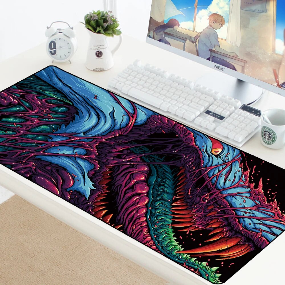 Large Mouse Pad Gaming Mousepad Anti-slip Natural Rubber Keyboard Desk Mat with Locking Edge CSGO Hyper Beast AWP Game Mouse Mat