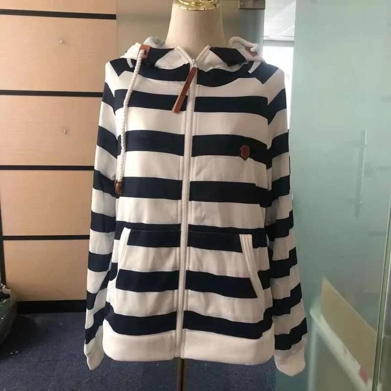 2022 new women hoodie Stripe hoodies women Sweatshirt Long Sleeve clothes Pocket Zipper Hoodies Tops Female spring thick outwear