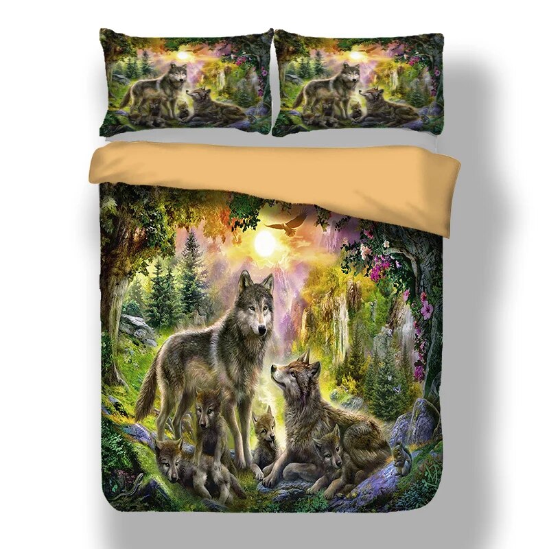 3D Wolf Duvet Cover Set Animal Printed Single Twin Full Queen King Bedding Sets Euro Bedclothes Pillowcases For Children Kid