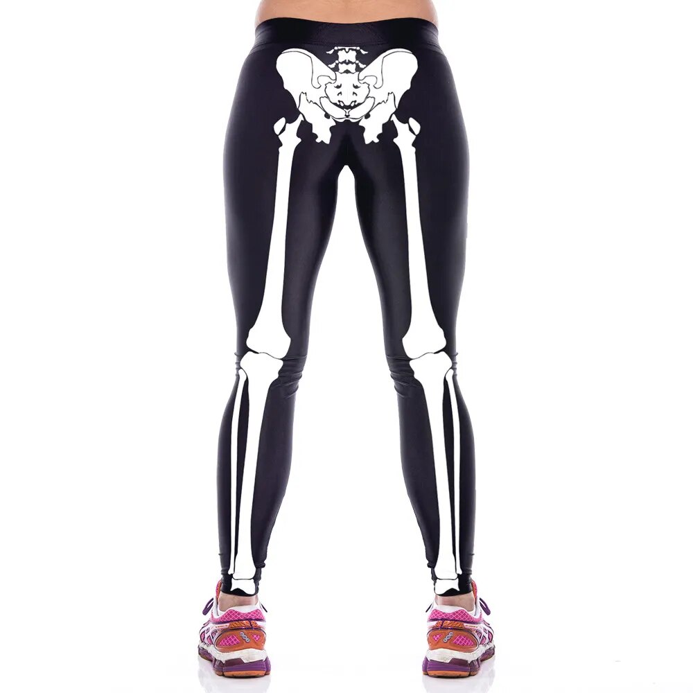 FCCEXIO 2021 New Leggings Body Skeleton Print Legings Women Elastic Fitness Leggins High Waist Trouser Skinny Sexy Pants