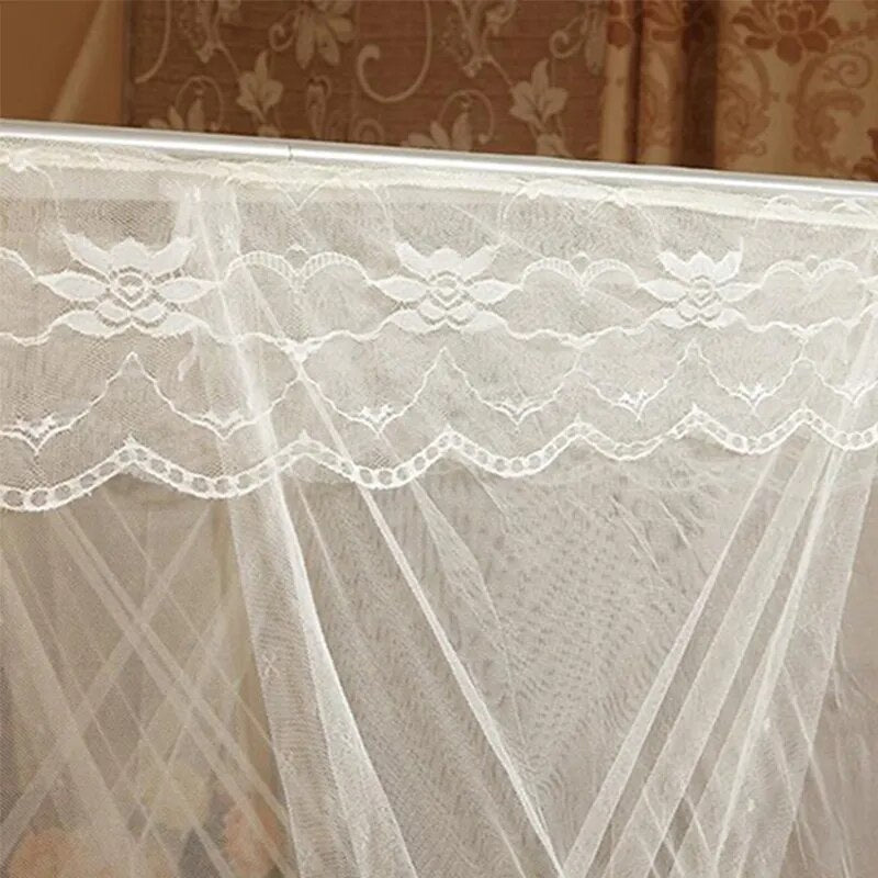 European Style 4 Corner Post Romantic Princess Lace Canopy Mosquito Net No Frame for Twin Full Queen King Bed Netting Bedding