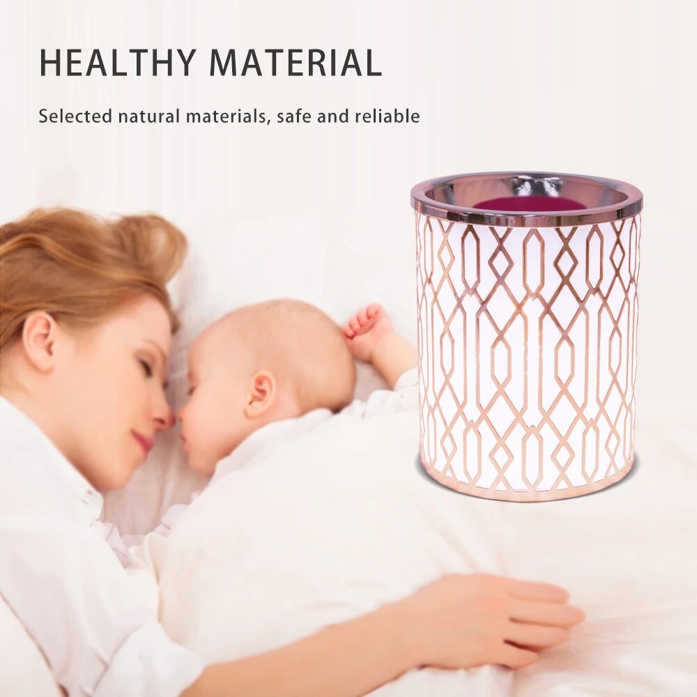 Electric Wax Melt Burner Metal Candle Warmer, Fragrance Warmer for Scented Wax, Air Freshener Set for Home Bedroom (Rose Gold)