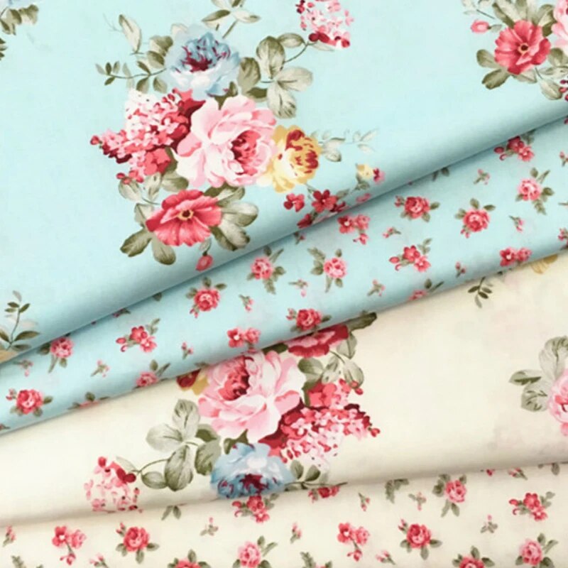 Buulqo 100% Cotton Twill  Flower Fabrics for DIY  Sewing Textile Tecido Tissue Patchwork Bedding Quilting Twill