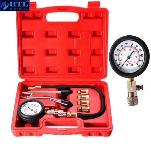 Compression Tester Pressure Gauge Tester Kit Motor Auto Petrol Gas Engine Cylinder Car Motorcycle Pressure Gauge with Adapter