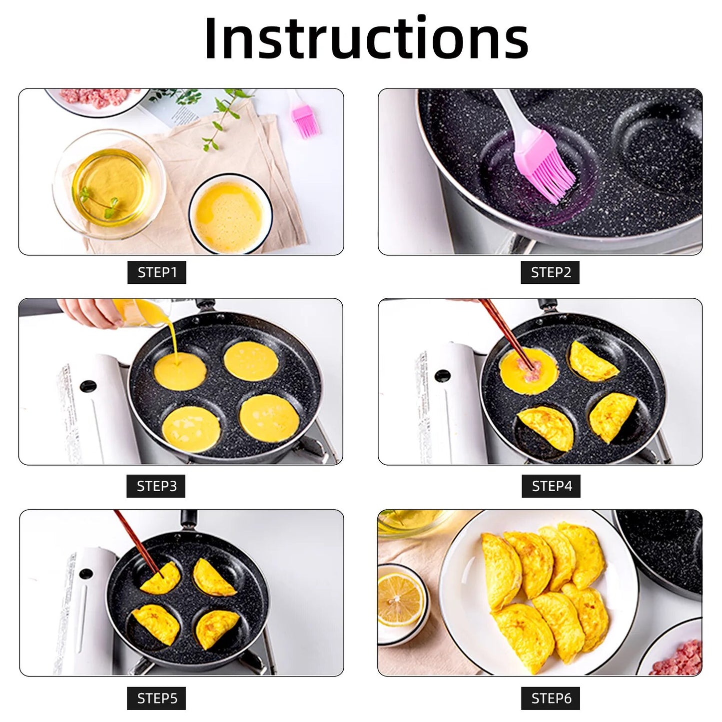 4/7 Cups Pancakes Frying Pans Breakfast Egg Pan Durable Non-stick Pan Holes Cooking Egg Ham Pans Pancak Maker Pan Cookware