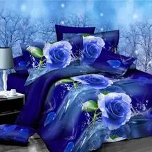 Hot Sale Butterfly Blue Rose Romantic 3D Bedding Sets Duvet Cover Bedsheet Pillowcase 4pcs King Nice Soft Bedclothes29