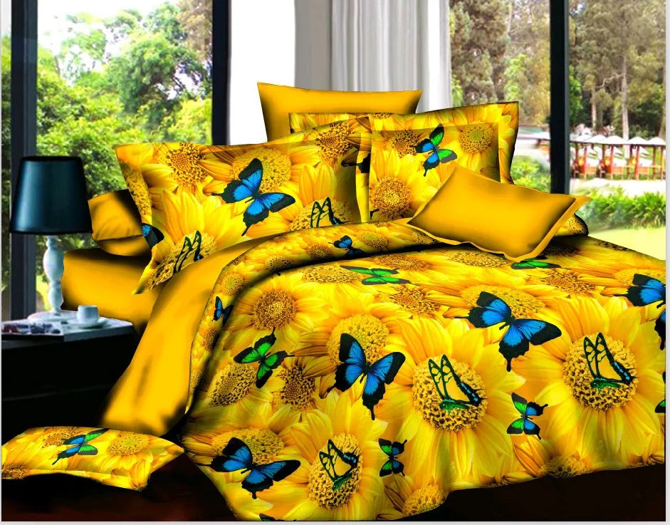 Hot Sale Butterfly Blue Rose Romantic 3D Bedding Sets Duvet Cover Bedsheet Pillowcase 4pcs King Nice Soft Bedclothes29