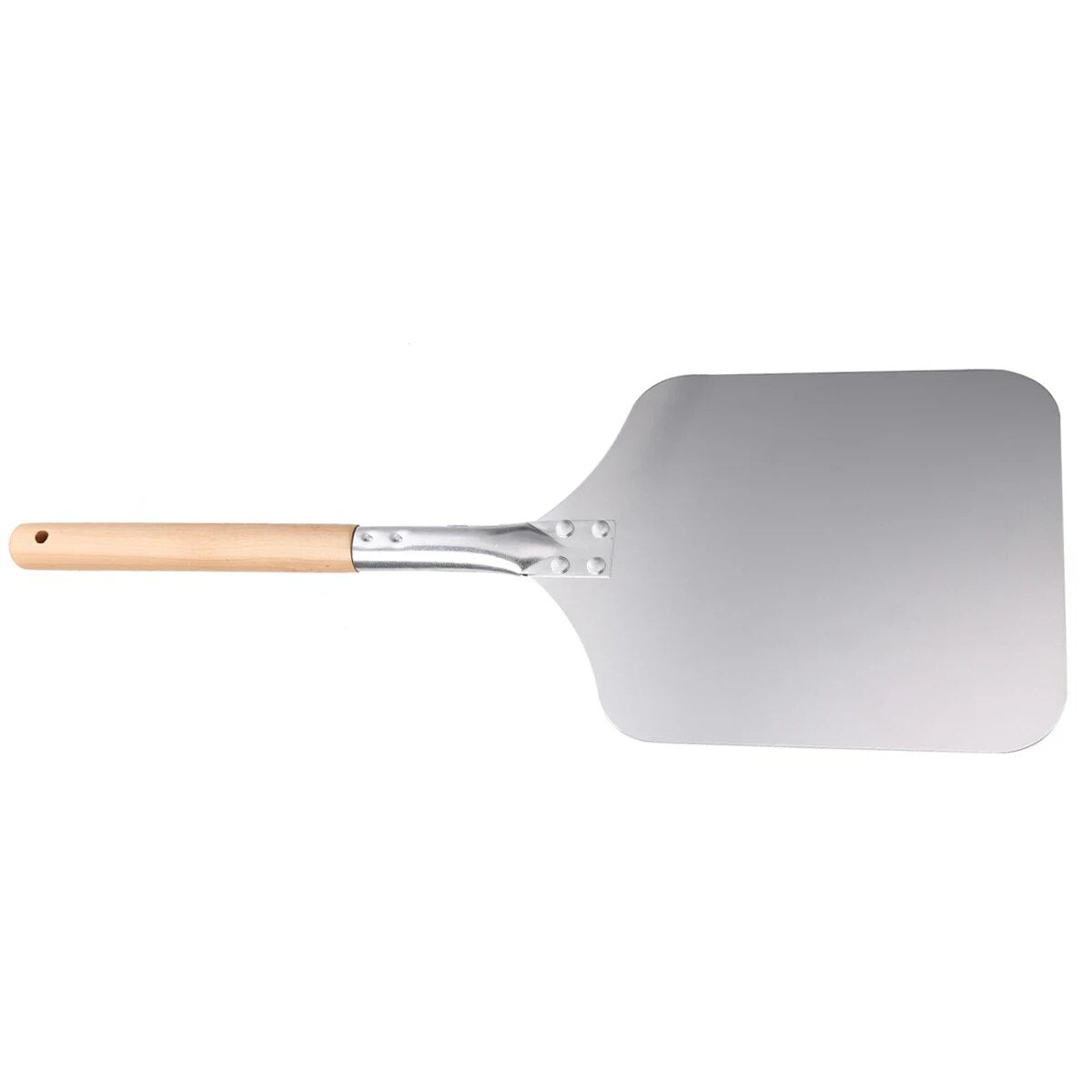 Mayitr 1pc 58cm Aluminum Pizza Peel Shovel with Wood Handle Silver Cheese Cutter Cake Shovel Square Pizza Peel Bakeware Cookware