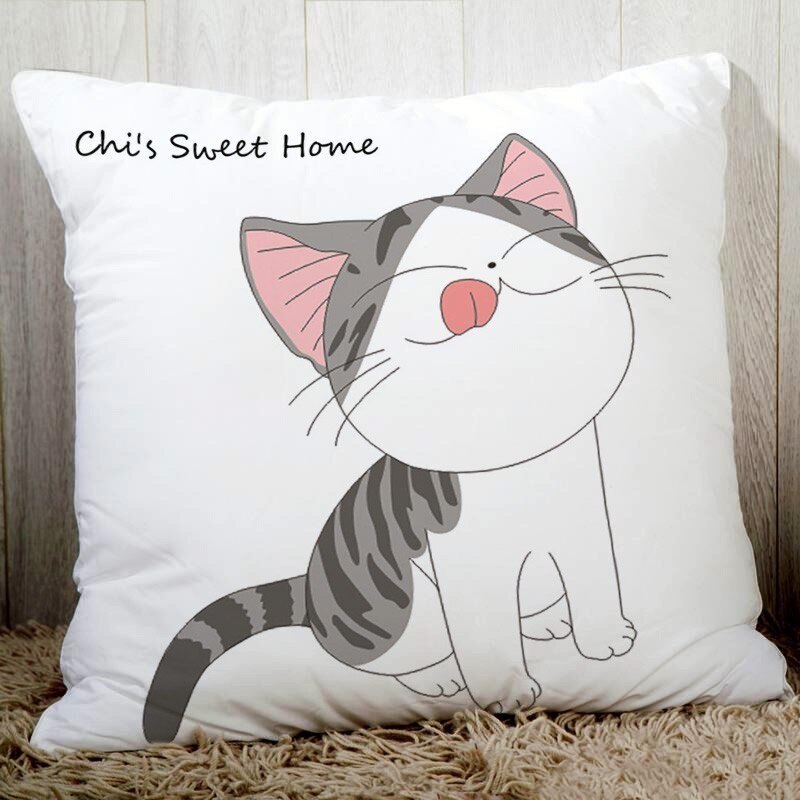 Lovely Chi's sweet home cute cat printed cushion cover sofa bedding decorative pillow cover cozy polyester pillowcase 45x45cm