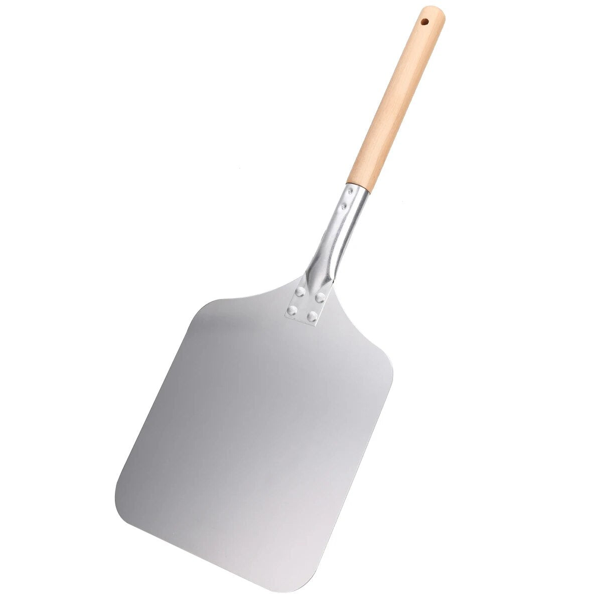 Mayitr 1pc 58cm Aluminum Pizza Peel Shovel with Wood Handle Silver Cheese Cutter Cake Shovel Square Pizza Peel Bakeware Cookware