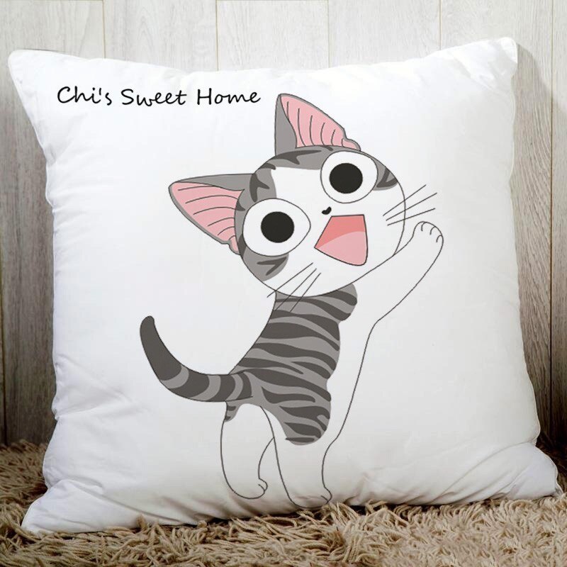 Lovely Chi's sweet home cute cat printed cushion cover sofa bedding decorative pillow cover cozy polyester pillowcase 45x45cm