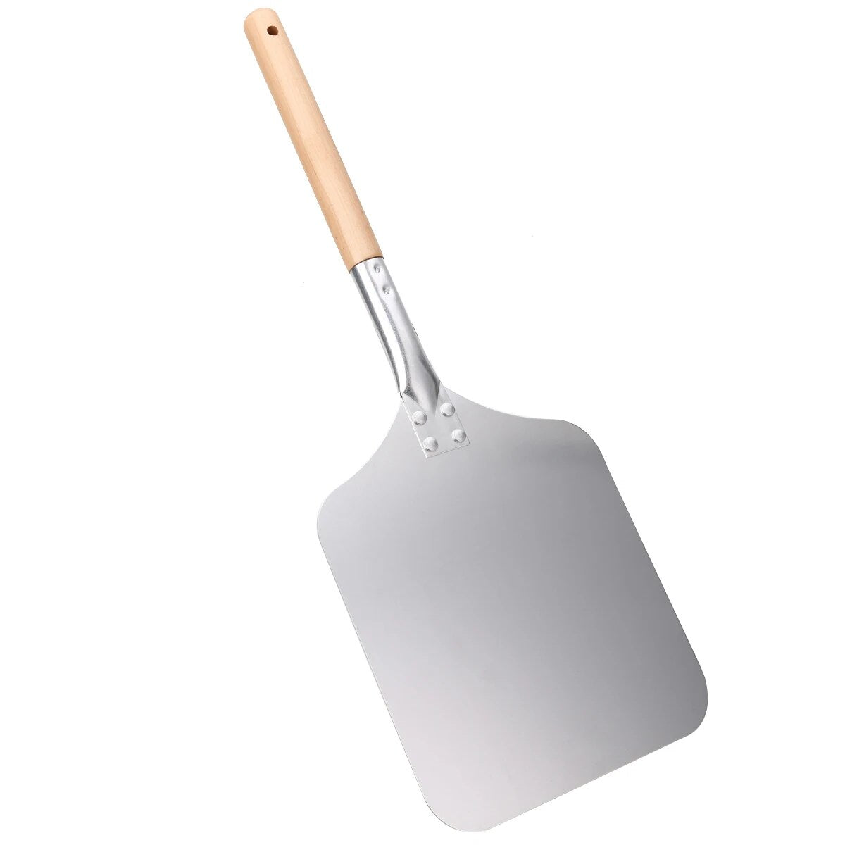 Mayitr 1pc 58cm Aluminum Pizza Peel Shovel with Wood Handle Silver Cheese Cutter Cake Shovel Square Pizza Peel Bakeware Cookware