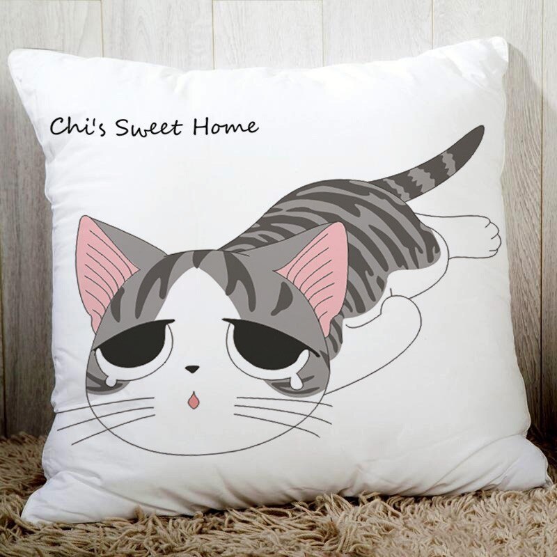 Lovely Chi's sweet home cute cat printed cushion cover sofa bedding decorative pillow cover cozy polyester pillowcase 45x45cm