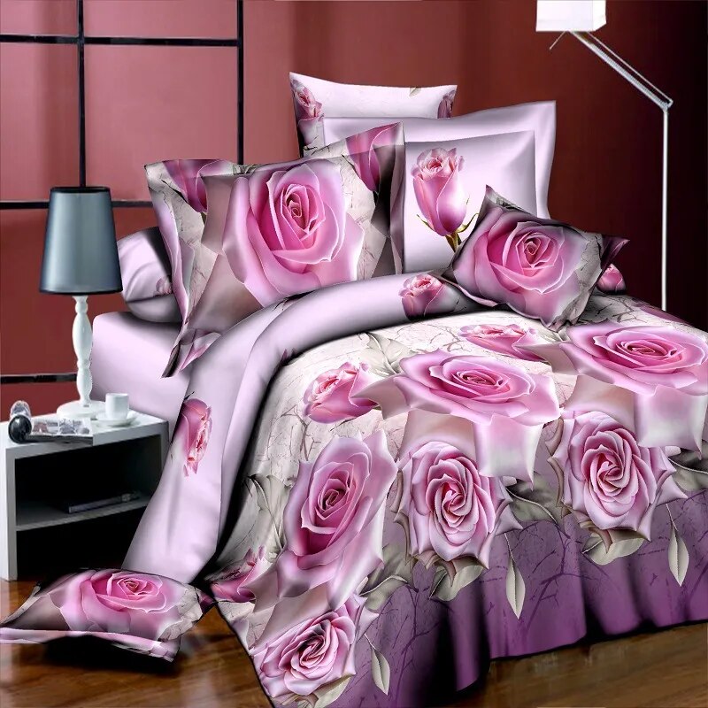 Hot Sale Butterfly Blue Rose Romantic 3D Bedding Sets Duvet Cover Bedsheet Pillowcase 4pcs King Nice Soft Bedclothes29