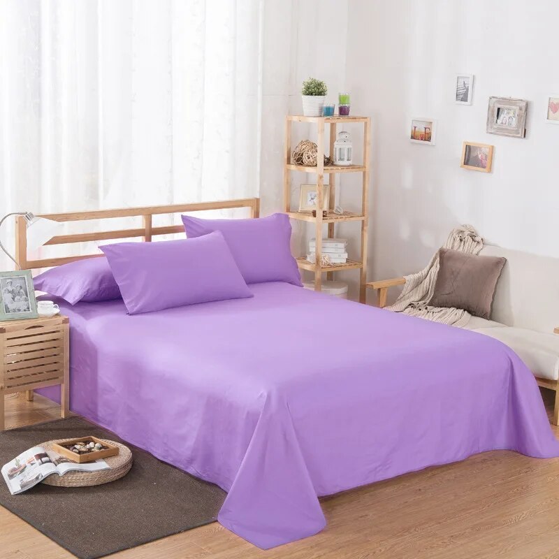 Home Textile Bedding Sheets Classic Soft Solid Color Bed cover Flat Sheets Polyester Bed Sheets With Pillowcase 200x230cm